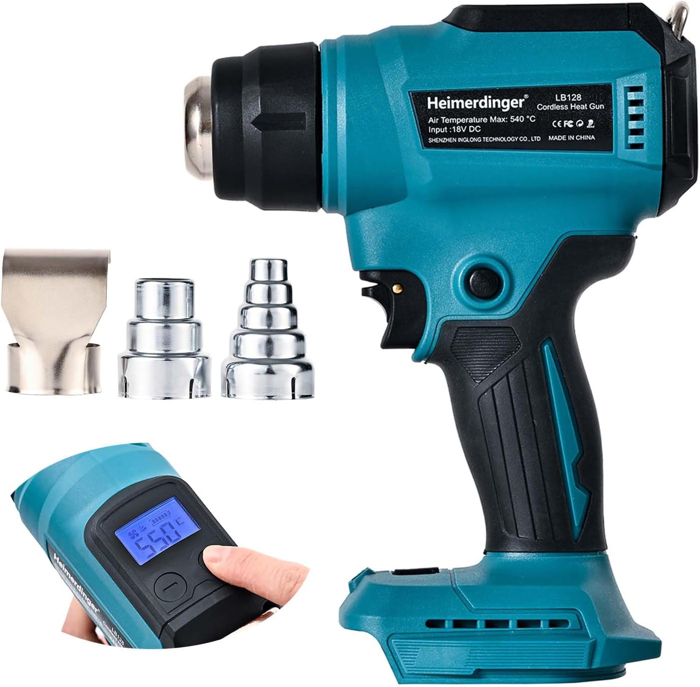 Cordless Heat Gun Compatible with Makita 18V Battery, Max 1202°F Heavy Duty Hot Air Gun with Overload Protection,Fast Heating for Crafting, Shrink Tubing,Vinyl Wrap - Image 1