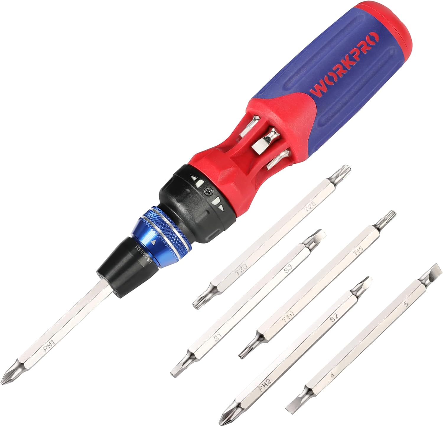WORKPRO 12-in-1 Ratcheting Multi-Bit Screwdriver Set, Quick-load Mechanism Screwdriver with Double End Bits in Handle - Image 1