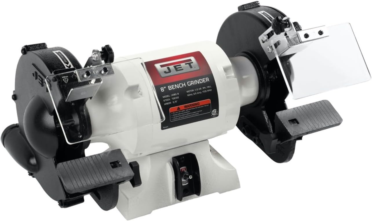 JET 8-Inch Bench Grinder, No Wheels, 1725 RPM, 1/2 HP, 115V 1Ph (Model JWBG-8NW) - Image 1