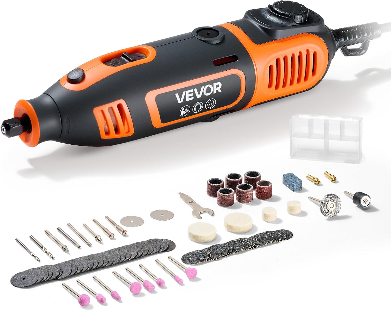 VEVOR 84-Piece Rotary Tool Kit, 200W Mini Power Rotary Tool Corded, 6-Level Speed 8000-40000 RPM Multi-Purpose DIY Tools for Engraving, Sanding, Polishing, Carving, Grinding, Cutting, DIY Crafts - Image 1