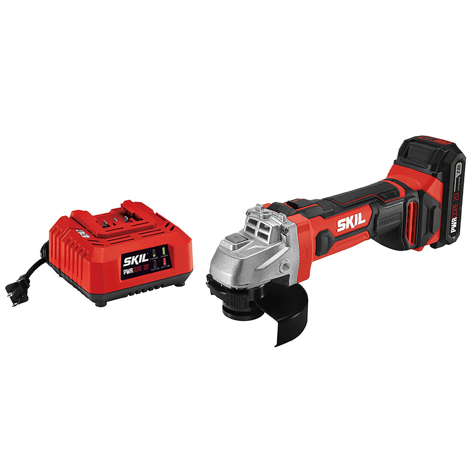 Skil - AG290202 SKIL 20V 4-1/2 Inch Angle Grinder, Includes 2.0Ah PWRCore 20 Lithium Battery and Charger - AG2902-10 - Image 1