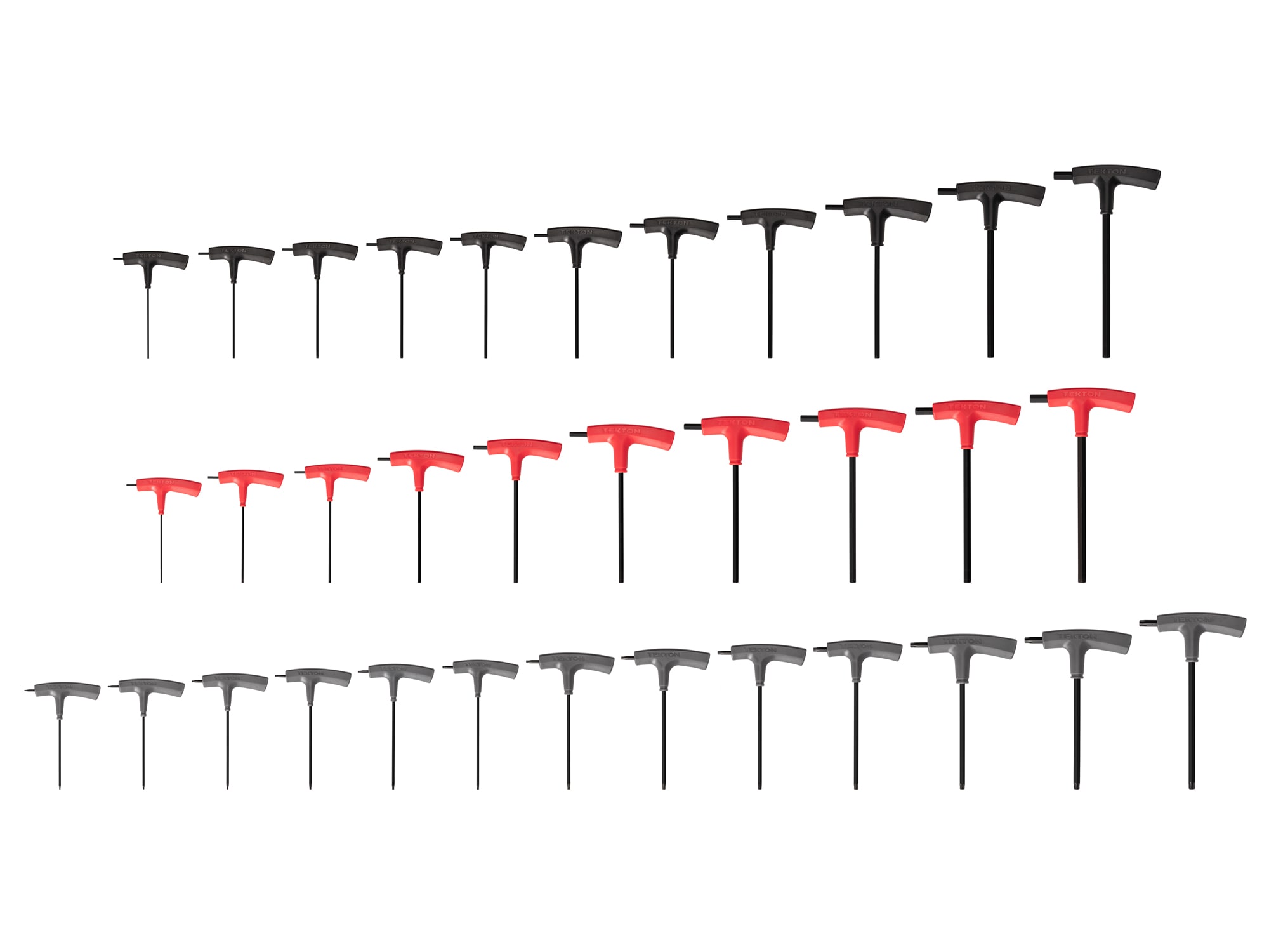 Flat End Hex and Star T-Handle Key Set, 34-Piece (5/64-3/8 in., 2-10 mm, T6-T50) - Image 1
