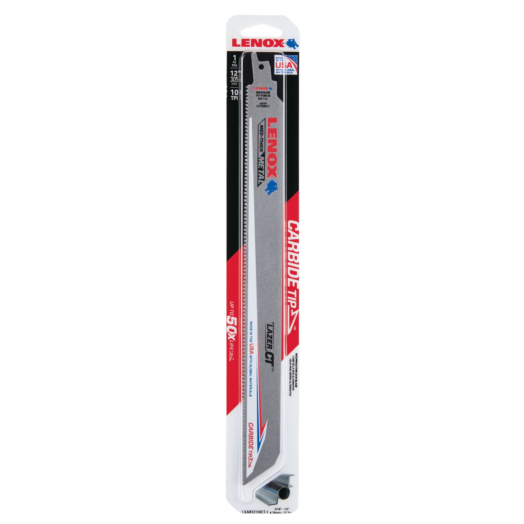 LENOX Lazer CT Carbide tooth 12-in 10 TPI Metal cutting Reciprocating Saw Blade - Image 1