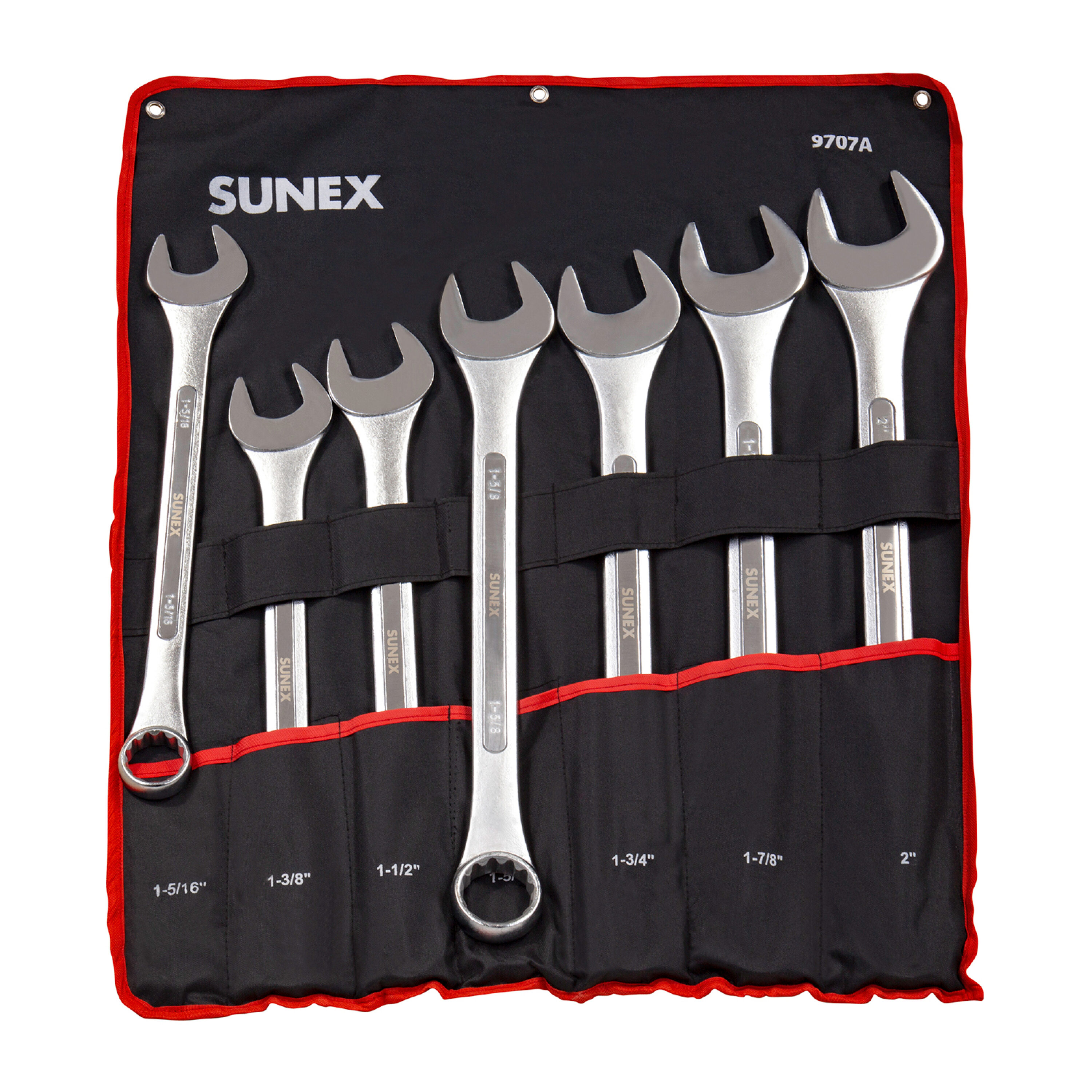 SUNEX TOOLS 7 -Piece Set Standard (SAE) Standard Combination Wrench Includes Soft Case - Image 1