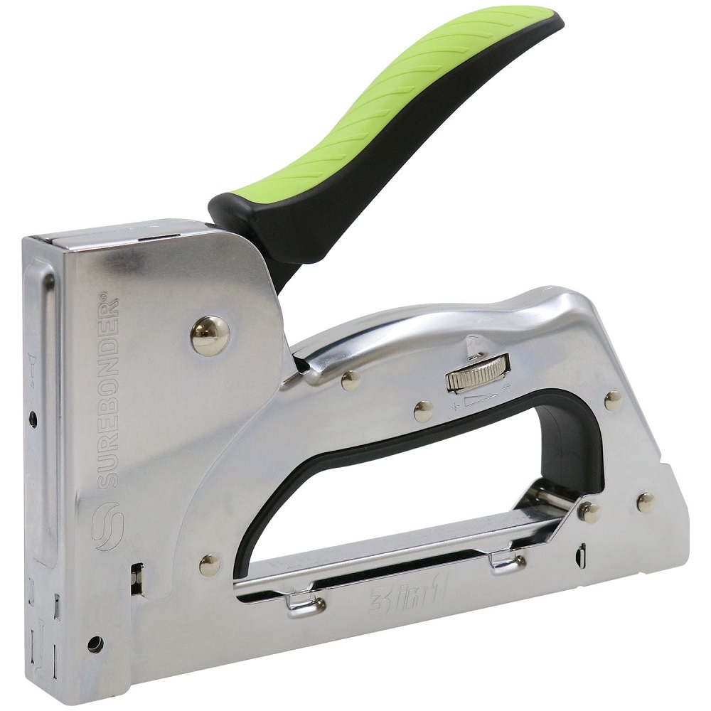 Surebonder 3-in-1 Staple Gun, Heavy Duty All Steel Construction, Comfortable Grip - Drives Narrow Crown Staples, Brads & Pin Nails - for DIY, Décor, Repairs, Carpentry & More - Tool ONLY (5600) - Image 1